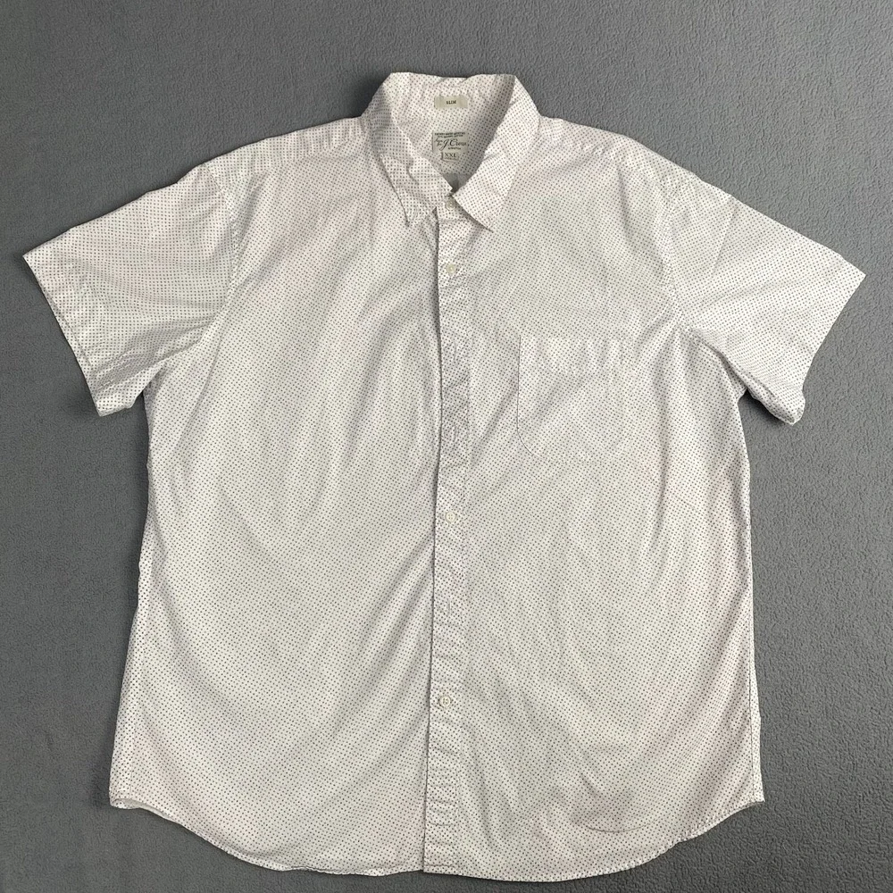 J. Crew Men's size XXL Slim Fit Stretch Short-Sleeve Shirt White,Pocket‎